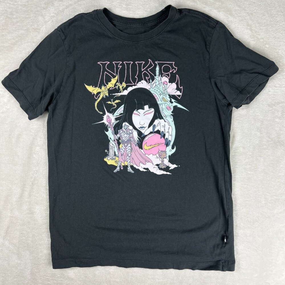 Nike Shirt Mens Small Gray Anime Crystal Ball Castle Mystic Fantasy Graphic